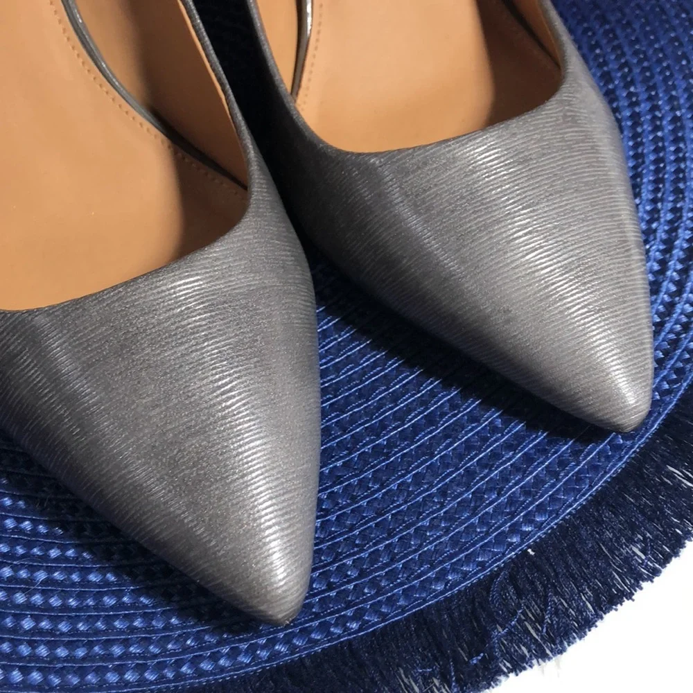 Calvin Klein Gray Pointed-Toe Kitten Heel Pumps